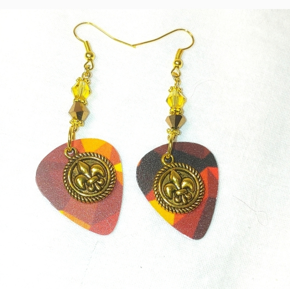 Gold and Multicolor Dangle Earrings